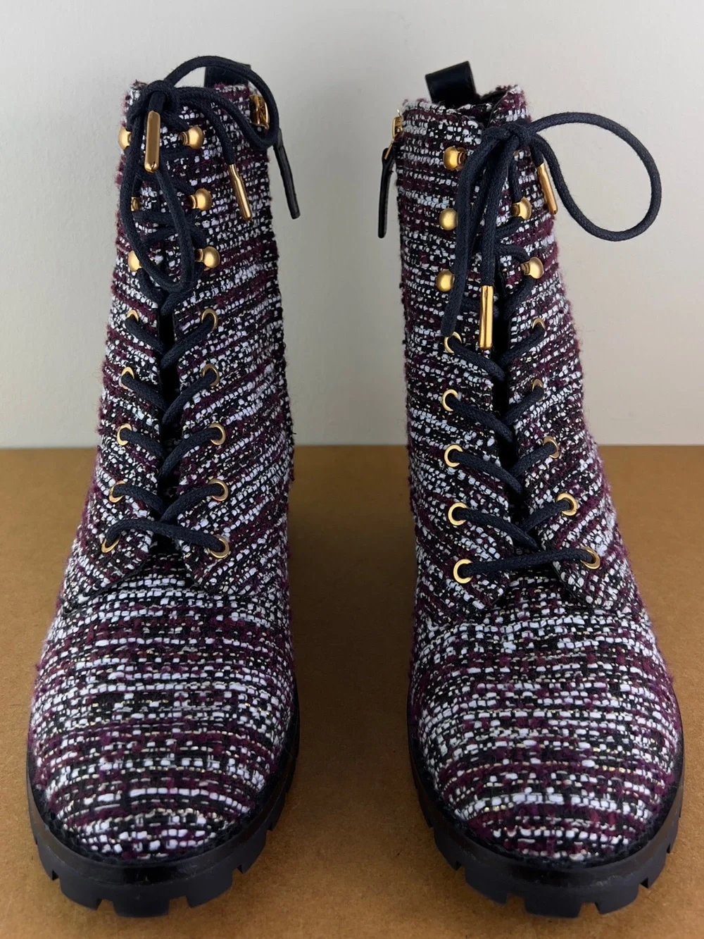 NEW TORY BURCH TWEED COMBAT BOOTS